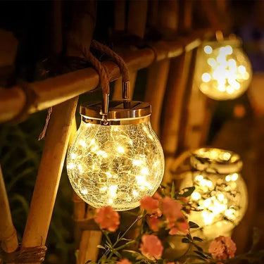 Cracked Glass Solar Globe Lantern