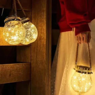 Cracked Glass Solar Globe Lantern